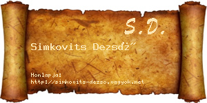 Simkovits Dezső névjegykártya